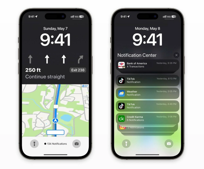怀化苹果维修服务分享iOS17锁屏地图导航半屏显示长什么样 